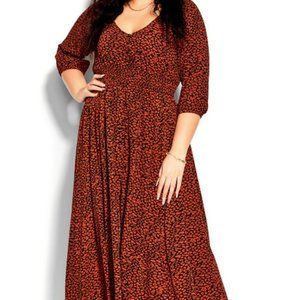 NWT City Chic Leopard Print Maxi Dress